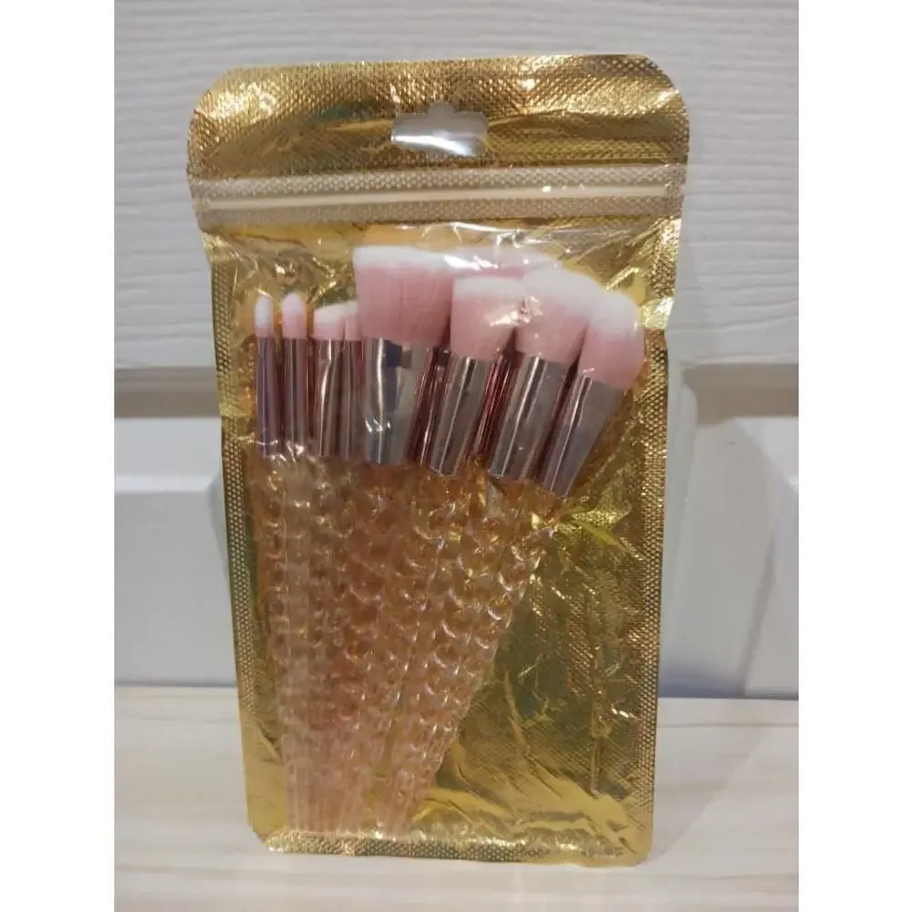 Glittery Makeup Brushes In Light Pink Set of 10